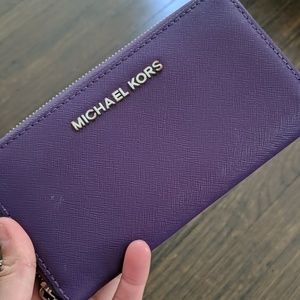 Michael Kors purple zip wallet